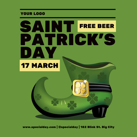 Designvorlage St. Patrick's Day Free Beer Party für Instagram