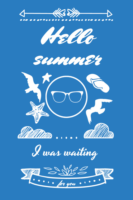 Platilla de diseño Summer Trip Offer Doodles in Blue Tumblr