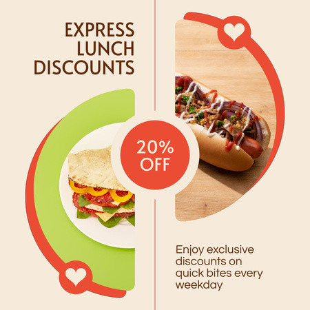 Ad of Express Lunch Discounts Instagram AD Design Template