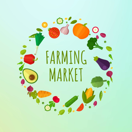 Promoção do mercado agrícola Alimentos frescos Animated Logo Modelo de Design