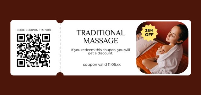 Beauty Spa Treatments Offer with Young Woman Coupon Din Large Design Template