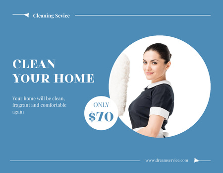 Maid with Dust Brush Flyer 8.5x11in Horizontal Design Template
