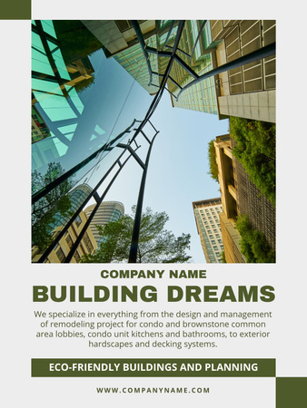Construction Company Ad with Eco-Friendly Buildings Poster US Design Template