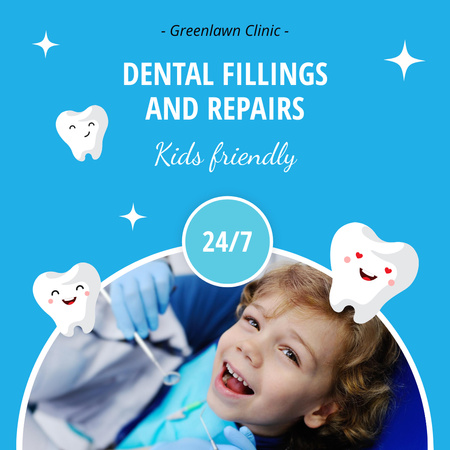 Ontwerpsjabloon van Instagram van Pediatric Dentist Services Offer