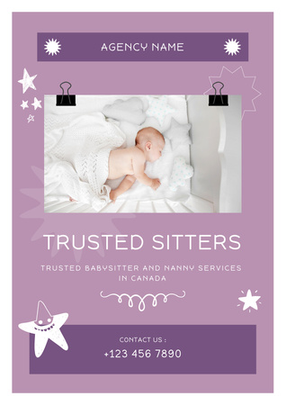 Trusted Babysitting Service Promotion Poster A3 Tasarım Şablonu