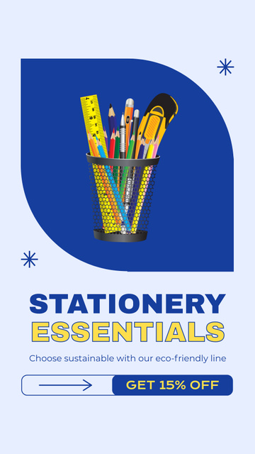 Stationery Shops Discount For Essential Items Instagram Video Story Πρότυπο σχεδίασης