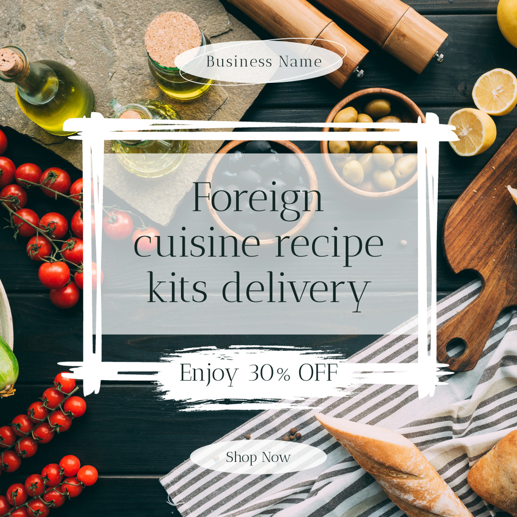 Foreign Cuisine Recipe Kits Delivery Offer Instagram Modelo de Design
