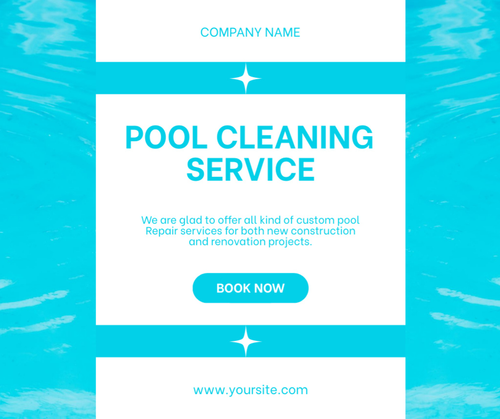 Pool Cleaning Company Service Offer Facebook Design Template