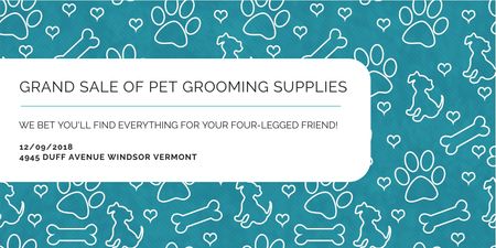 Grand sale of pet grooming supplies Twitter Design Template