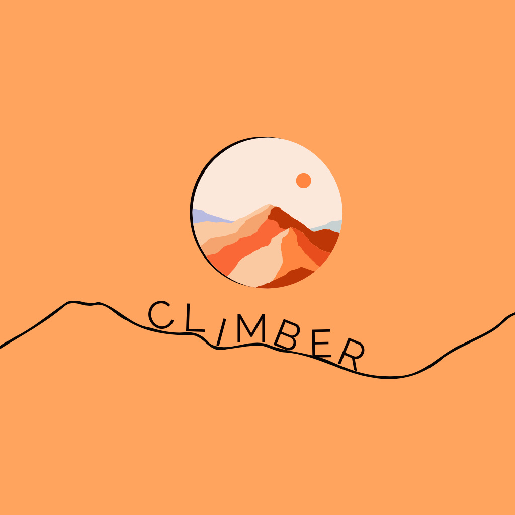 Travel Tour Offer with Climbing in Mountains Logo Modelo de Design
