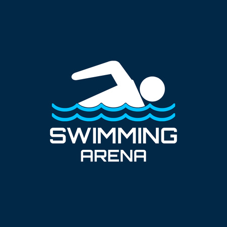 Swimming Arena Emblem Logo Design Template