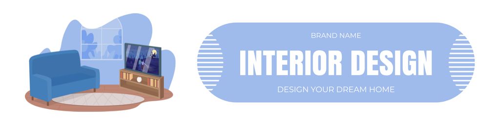 Illustration of Modern Interior Design LinkedIn Cover Design Template