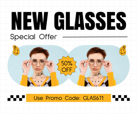 Ontwerpsjabloon van Facebook van Speciale aanbieding van nieuwe brillen