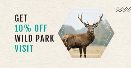 Wild Park Invitation with Deer Facebook AD – шаблон для дизайну