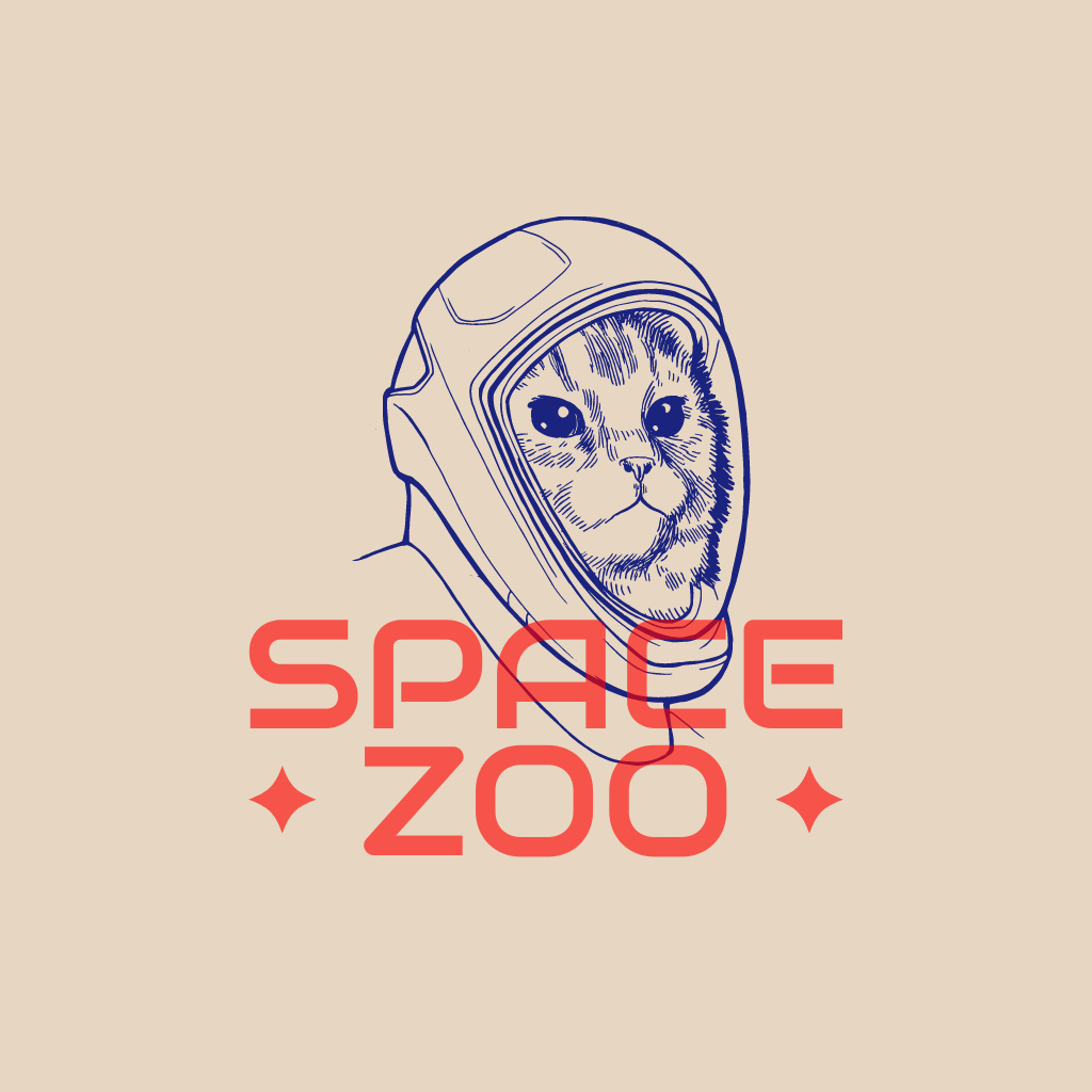 Zoo Ad with Cute Cat in Spacesuit Logo Modelo de Design