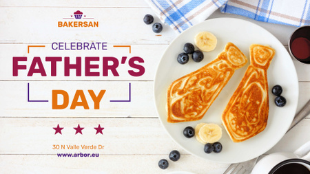 Father's Day Invitation Tie Shaped Pancakes FB event cover Design Template