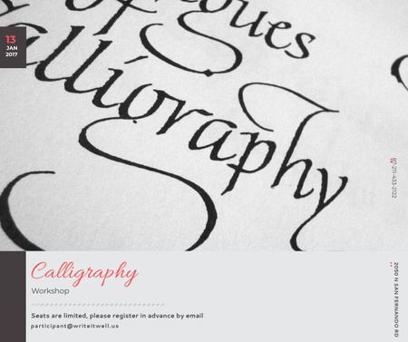 Modèle de visuel Lettres décoratives d'annonce d'atelier de calligraphie - Facebook