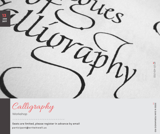 Template di design Calligraphy Workshop Announcement Decorative Letters Facebook
