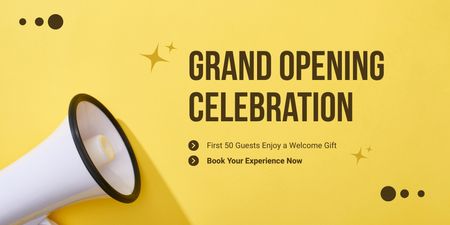 Grand Opening Celebration With Welcome Gifts Twitter Design Template