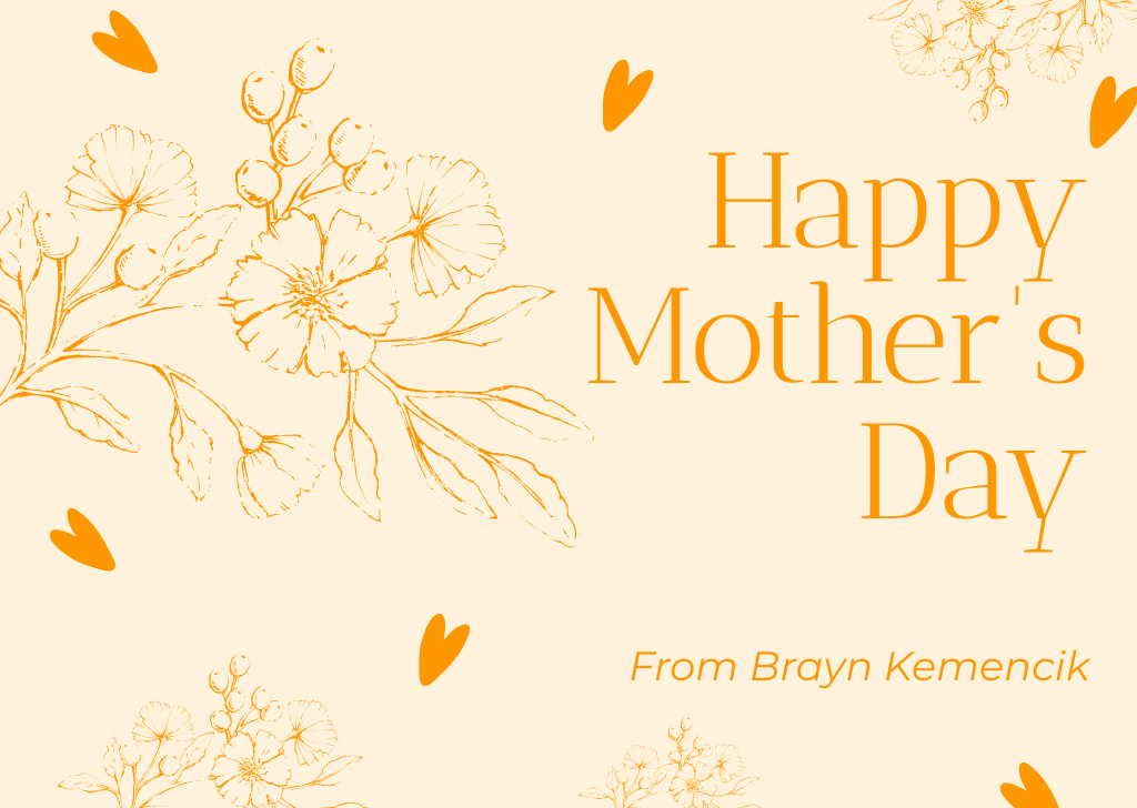 Ontwerpsjabloon van Card van Mother's Day Greeting with Beautiful Floral Sketch