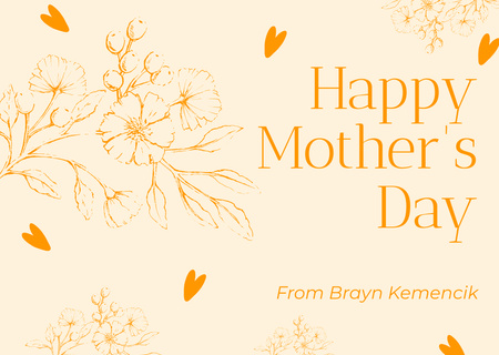 Mother's Day Greeting with Beautiful Floral Sketch Card Design Template