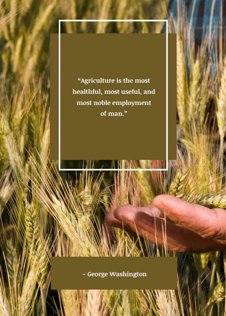 Quote About Agriculture With Wheat Pattern Postcard 5x7in Vertical Design Template