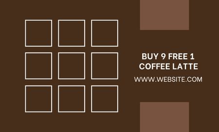 Coffee Shop Loyalty Offer on Brown Business Card 91x55mm Design Template