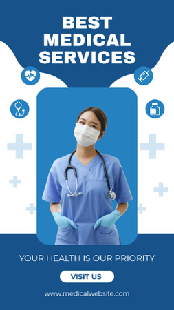 Ad of Best Medical Services with Nurse Instagram Story Design Template