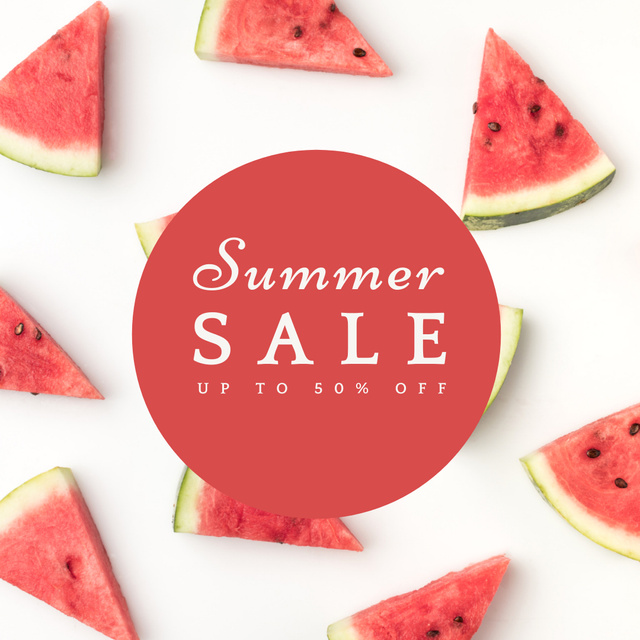 Fresh Watermelon for Summer Sale Ad Instagramデザインテンプレート