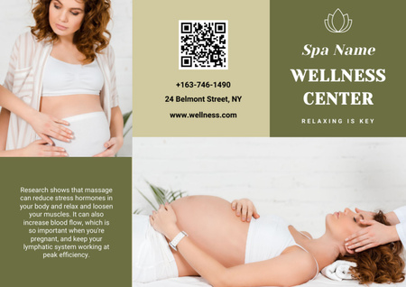 Wellness Center Advertisement with Pregnant Woman Brochure Design Template