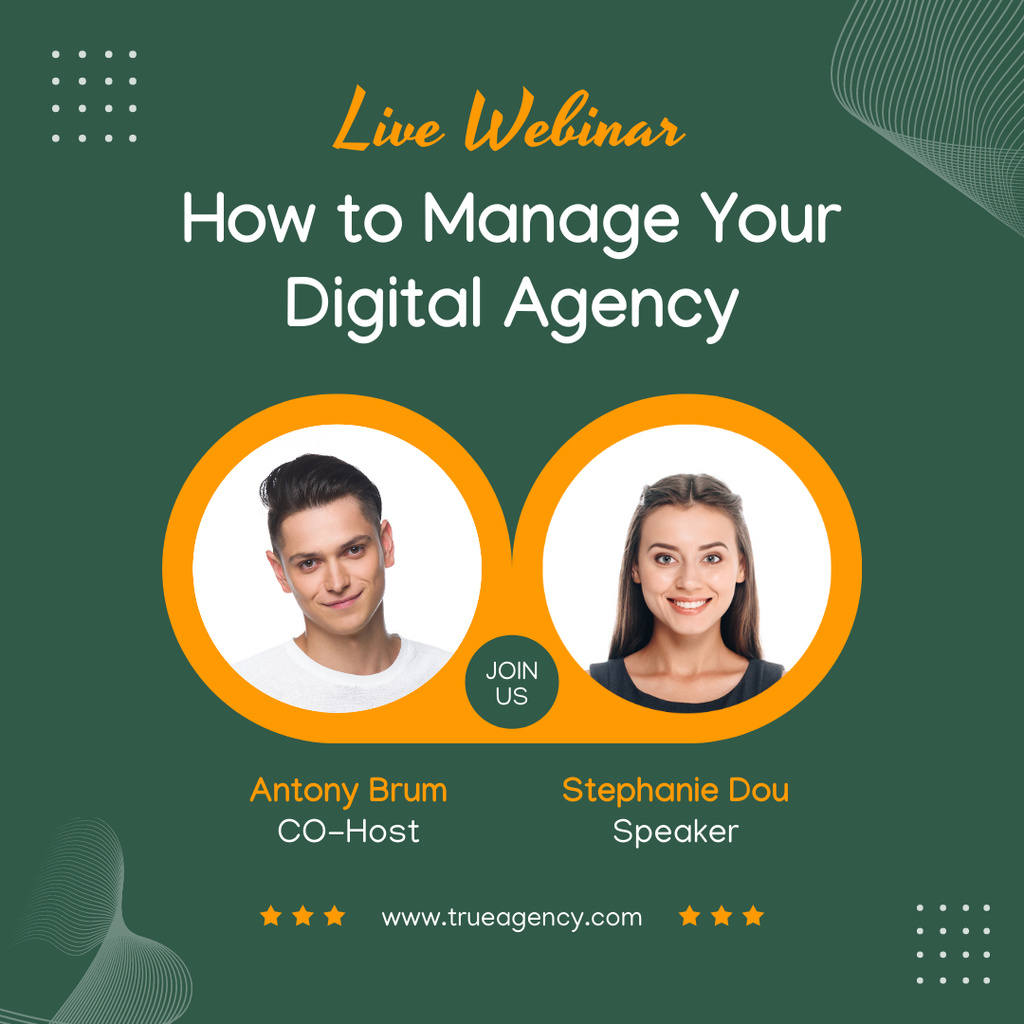 Platilla de diseño Invitation to Live Webinar on Digital Agency Management Instagram