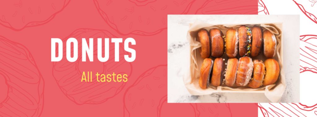 Delicious glazed donuts in box Facebook cover Design Template