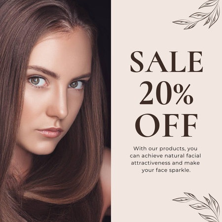 Hair Product Ad with Attractive Woman Instagram Design Template