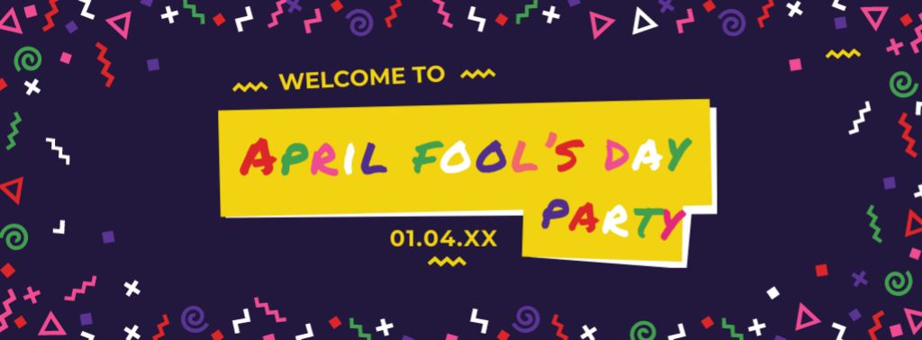 April Fools Day Party Annoucement Facebook cover Modelo de Design
