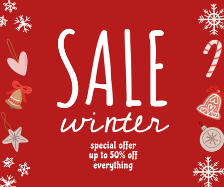 Platilla de diseño Special Winter Sale Announcement on Red Facebook