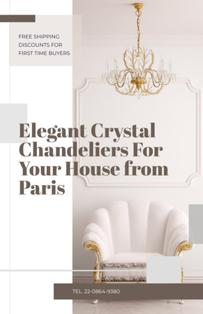 Offer of Crystal Chandeliers from Paris Flyer 5.5x8.5in Design Template