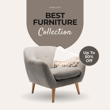 Modèle de visuel Promotion de la meilleure collection de meubles de maison à moitié prix - Instagram