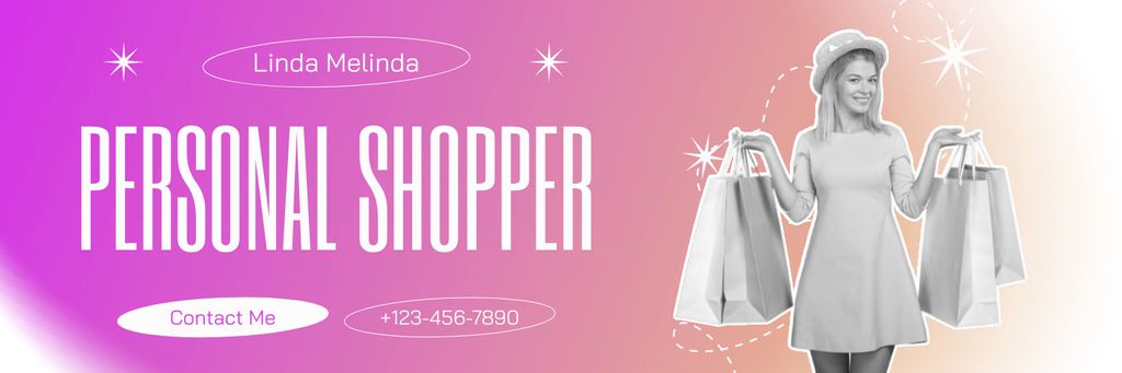 Designvorlage Personal Fashion Shopper Service Offer on Pink Gradient für Twitter
