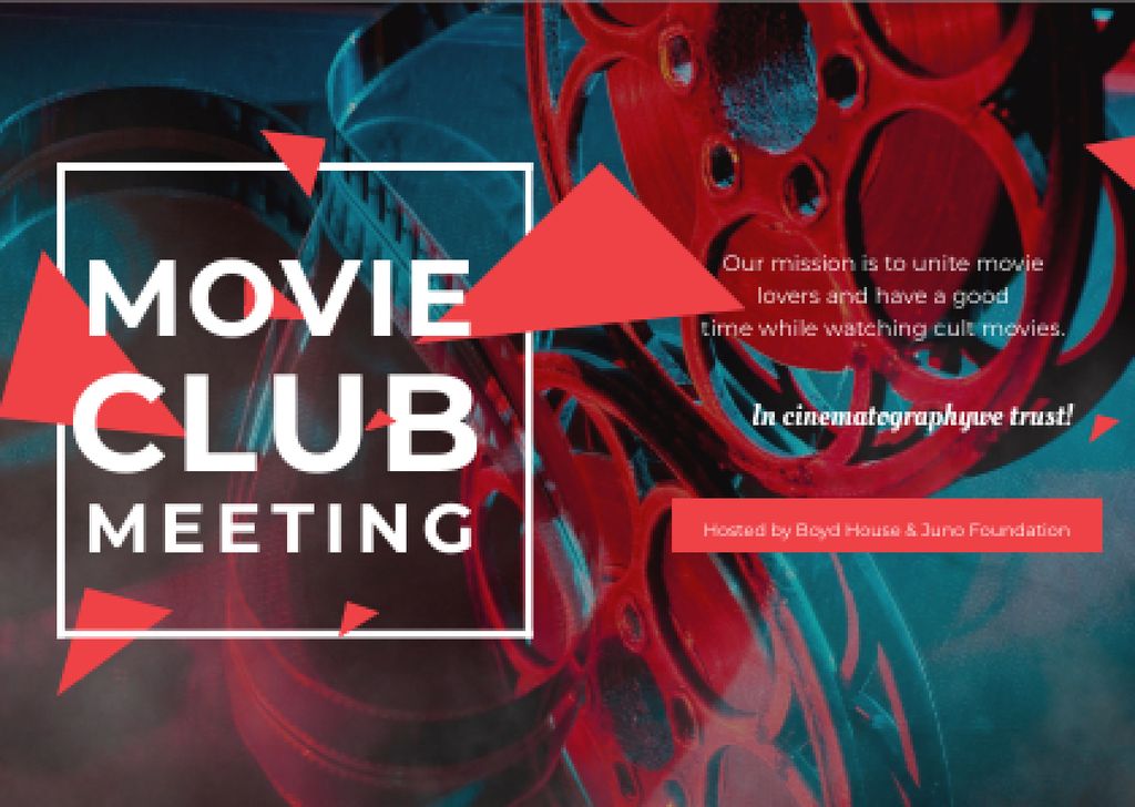 Movie club meeting Invitation Card Design Template