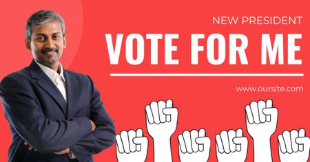 Modèle de visuel Candidat masculin aux élections sur rouge - Facebook AD