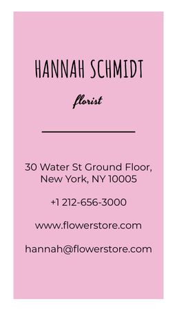 Florist Services Promotion In Pink Business Card US Vertical Tasarım Şablonu