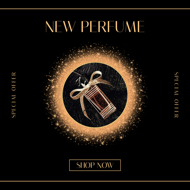 Designvorlage New Perfume Ad with Bow on Bottle für Instagram