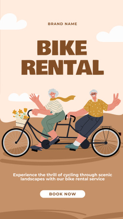 Template di design Annuncio di servizi di noleggio biciclette su Beige Instagram Story