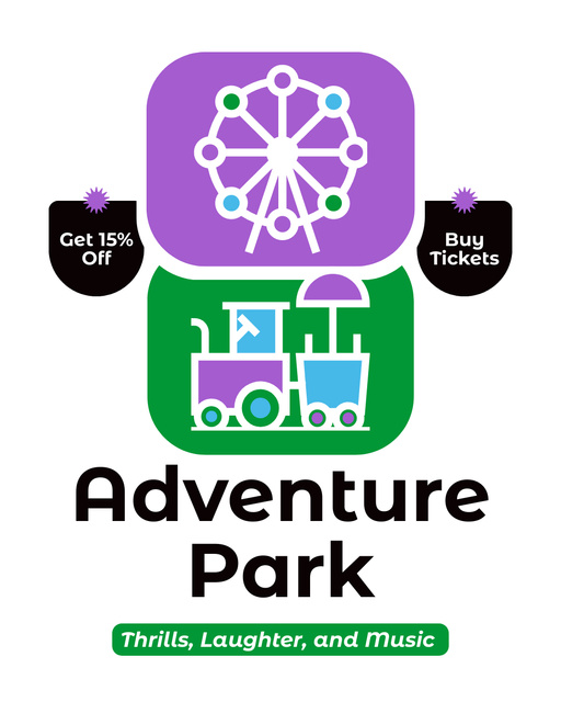 Modèle de visuel Joyful Rides And Discount On Pass In Amusement Park - Instagram Post Vertical