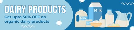 Template di design Offerte e sconti sui latticini biologici su Blue Ebay Store Billboard