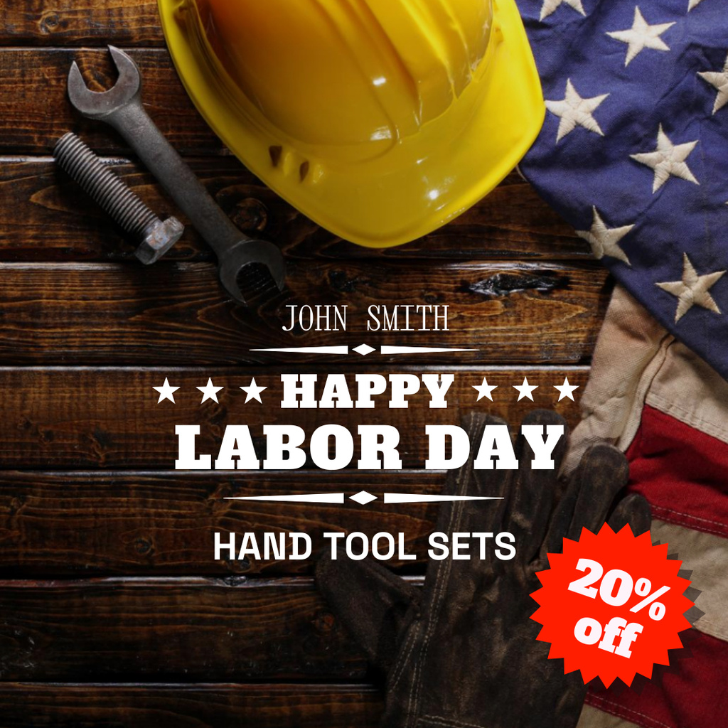 Designvorlage Awesome Labor Day Congrats And Hand Tool Sets Sale Offer für Instagram