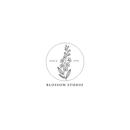 Minimalistic Emblem of Flower Studio Logo 1080x1080px Šablona návrhu