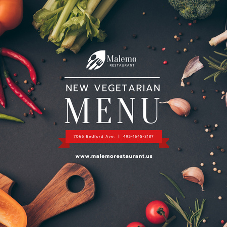 Vegetarian Menu Offer Fresh Vegetables and Condiments Instagram Design Template