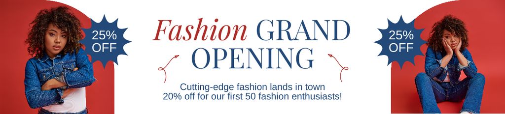 Plantilla de diseño de Fashion Grand Opening With Clothes At Reduced Price Ebay Store Billboard 
