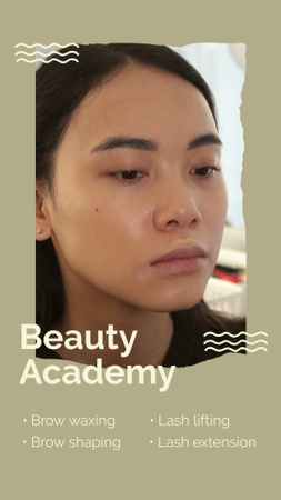 Designvorlage Beauty Academy Services für Wimpern und Augenbrauen für Instagram Video Story